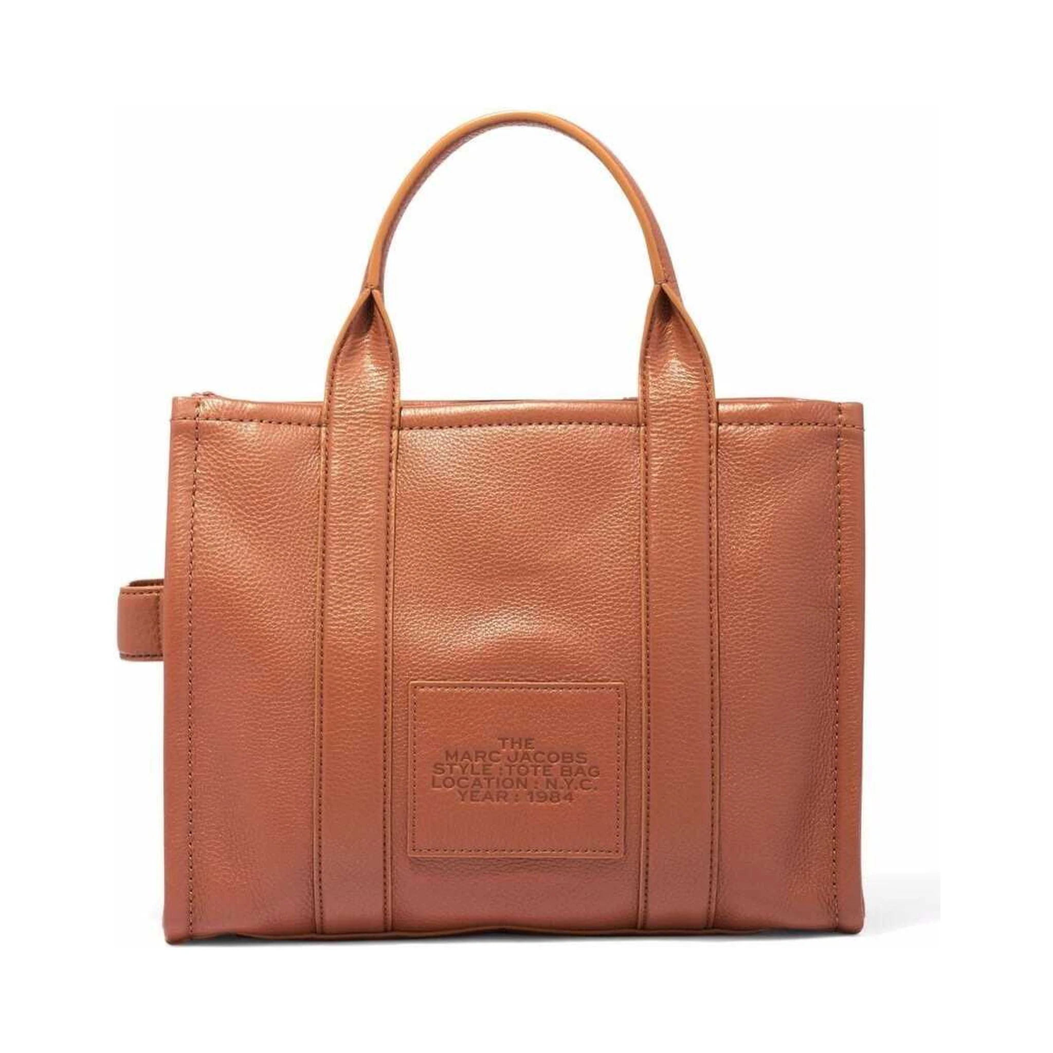 The Tote Bag Medium Brown Shoulder Bag with Logo in Grainy Leather Woman Marc Jacobs