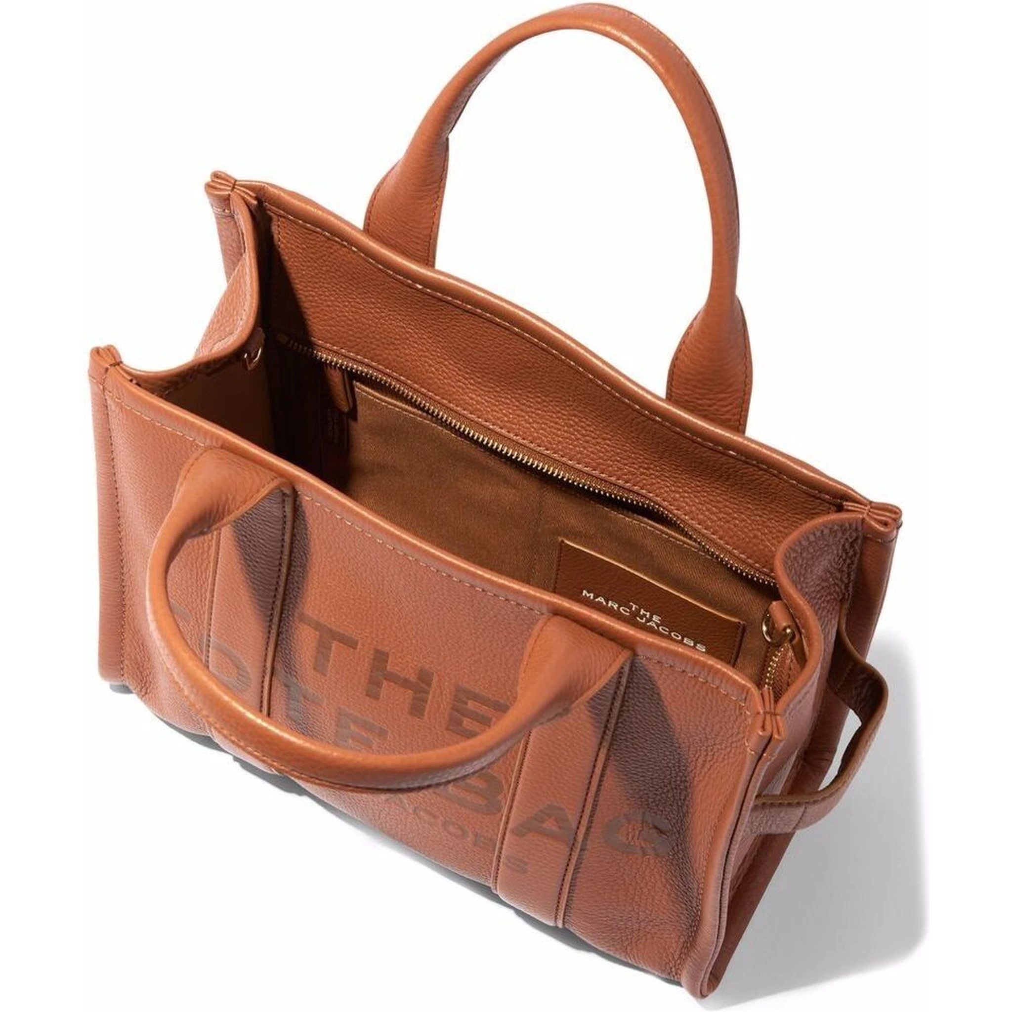 The Tote Bag Medium Brown Shoulder Bag with Logo in Grainy Leather Woman Marc Jacobs