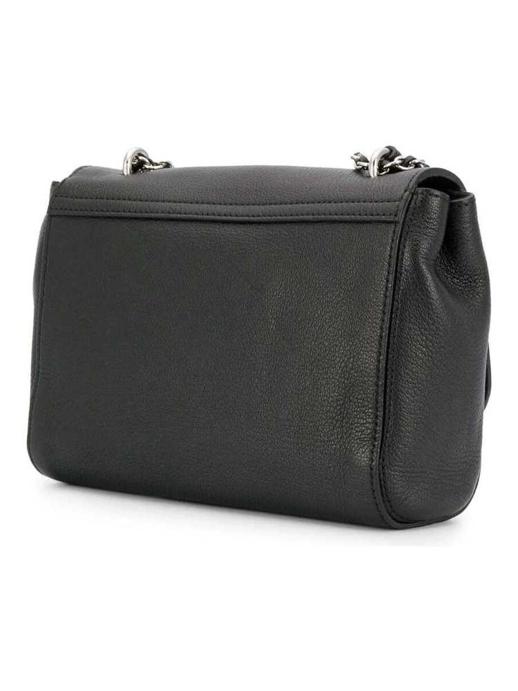 Lily Black Crossbody Bag with Turn-Lock Closure and Chain-Link Sliding Shoulder Strap in Leather Woman alternative