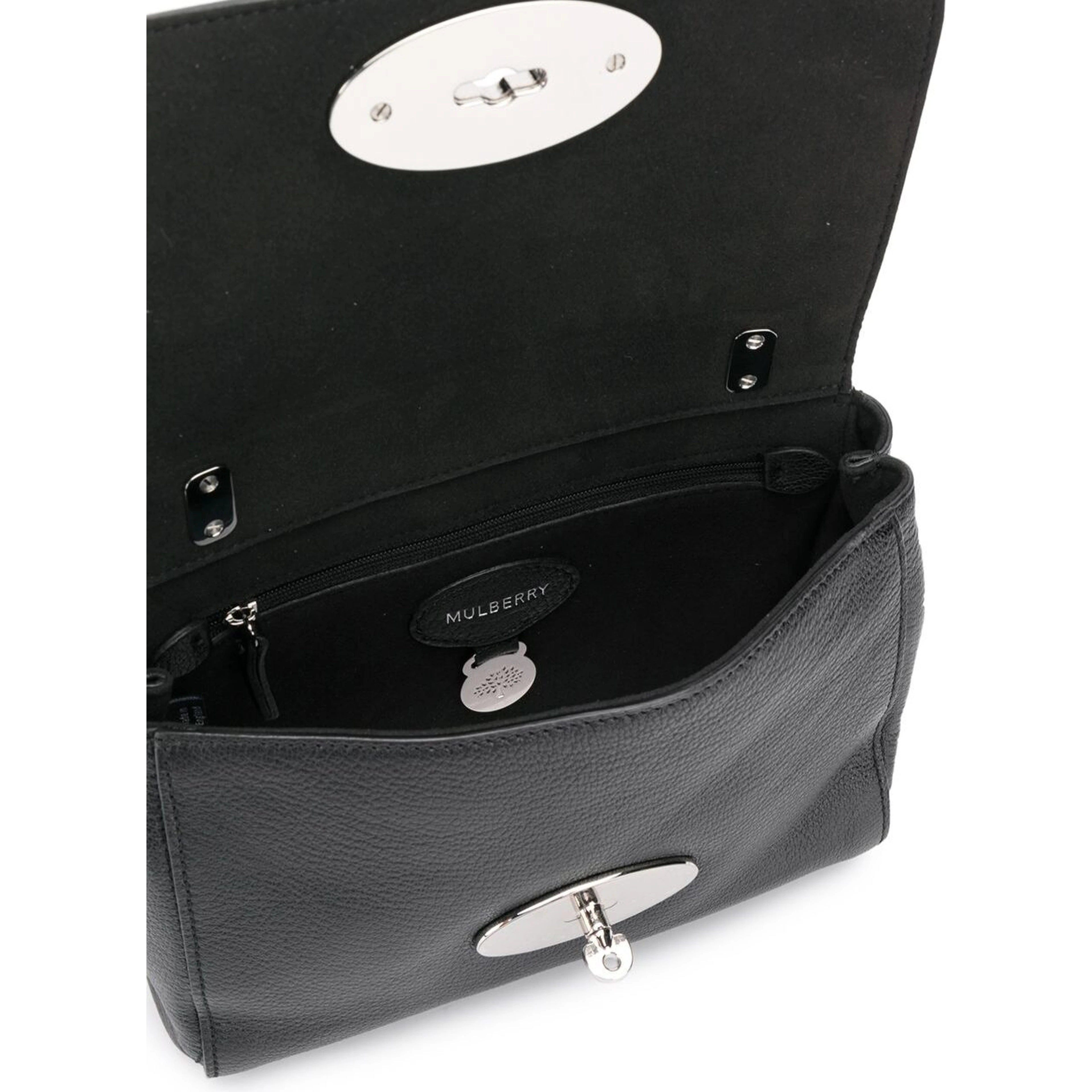 Lily Black Crossbody Bag with Turn-Lock Closure and Chain-Link Sliding Shoulder Strap in Leather Woman