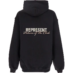 Patron of The Club Black Hoodie with Front and Back Logo Print in Cotton Man