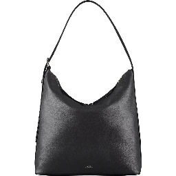 Vera Black Shoulder Bag with Embossed Logo Lettering on the Front and Adjustable Shoulder Strap in Leather Woman