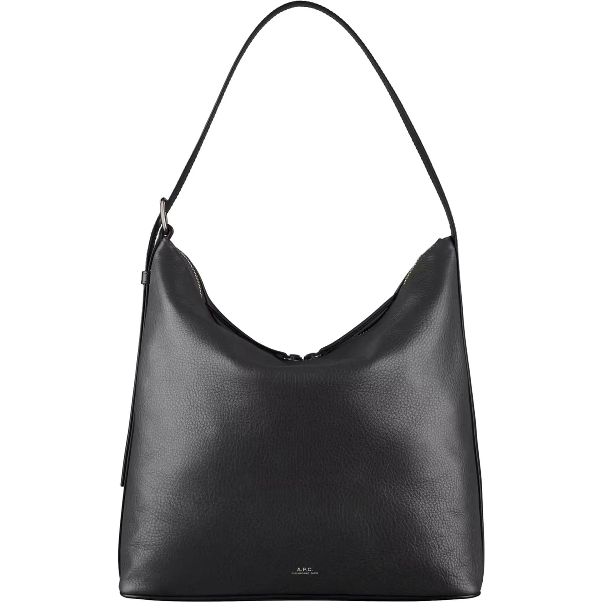 Vera Black Shoulder Bag with Embossed Logo Lettering on the Front and Adjustable Shoulder Strap in Leather Woman