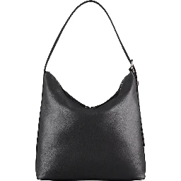 Vera Black Shoulder Bag with Embossed Logo Lettering on the Front and Adjustable Shoulder Strap in Leather Woman