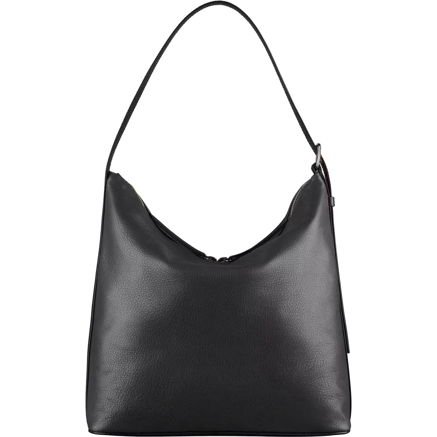 Vera Black Shoulder Bag with Embossed Logo Lettering on the Front and Adjustable Shoulder Strap in Leather Woman