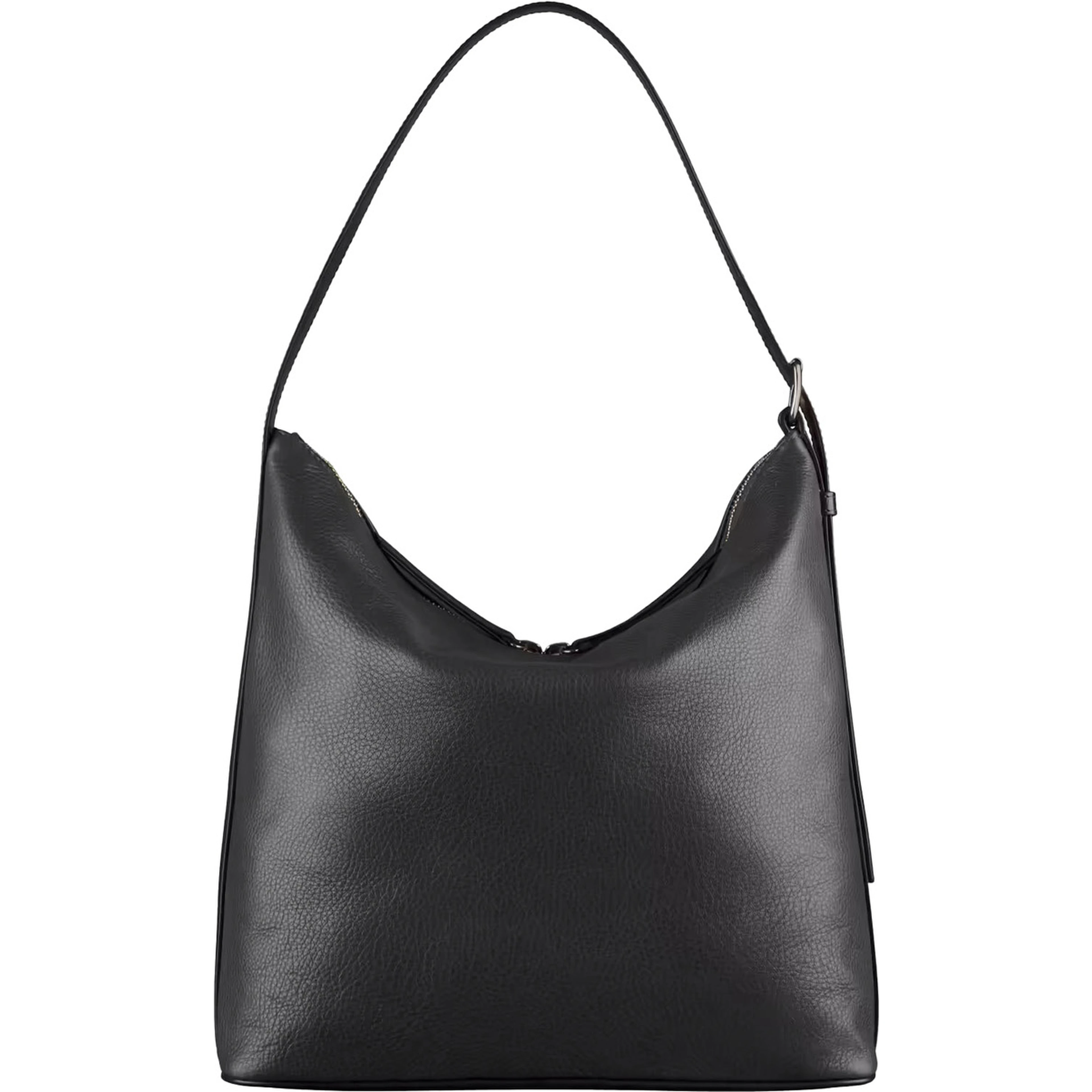 Vera Black Shoulder Bag with Embossed Logo Lettering on the Front and Adjustable Shoulder Strap in Leather Woman