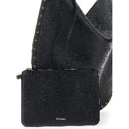 Oskan Hobo Black Shoulder Bag with Studs Trim in Leather Woman