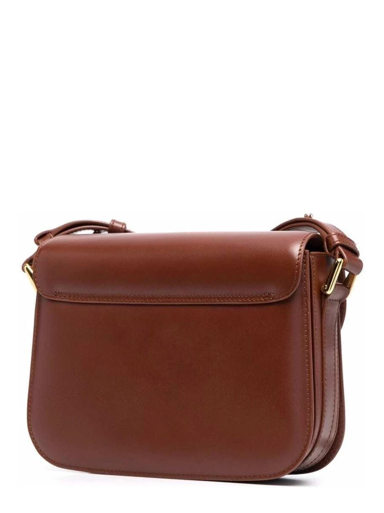Grance Brown Small Crossbody Bag wirh Embossed Logo Lettering on the Front and Adjustable Shoulder Strap in Leather Woman alternative