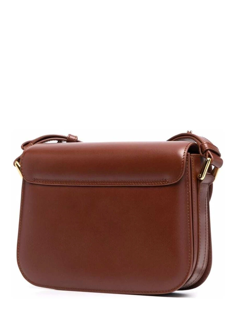 Grance Brown Small Crossbody Bag wirh Embossed Logo Lettering on the Front and Adjustable Shoulder Strap in Leather Woman