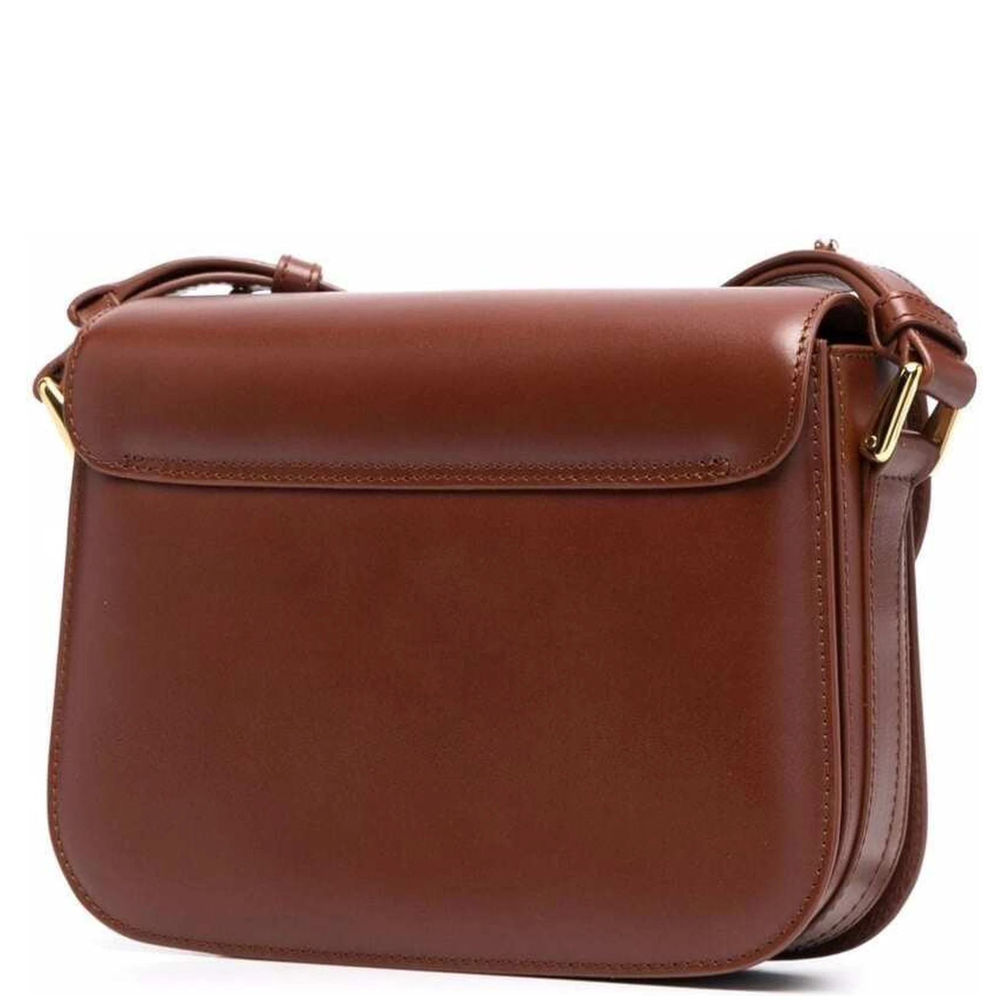 Grance Brown Small Crossbody Bag wirh Embossed Logo Lettering on the Front and Adjustable Shoulder Strap in Leather Woman