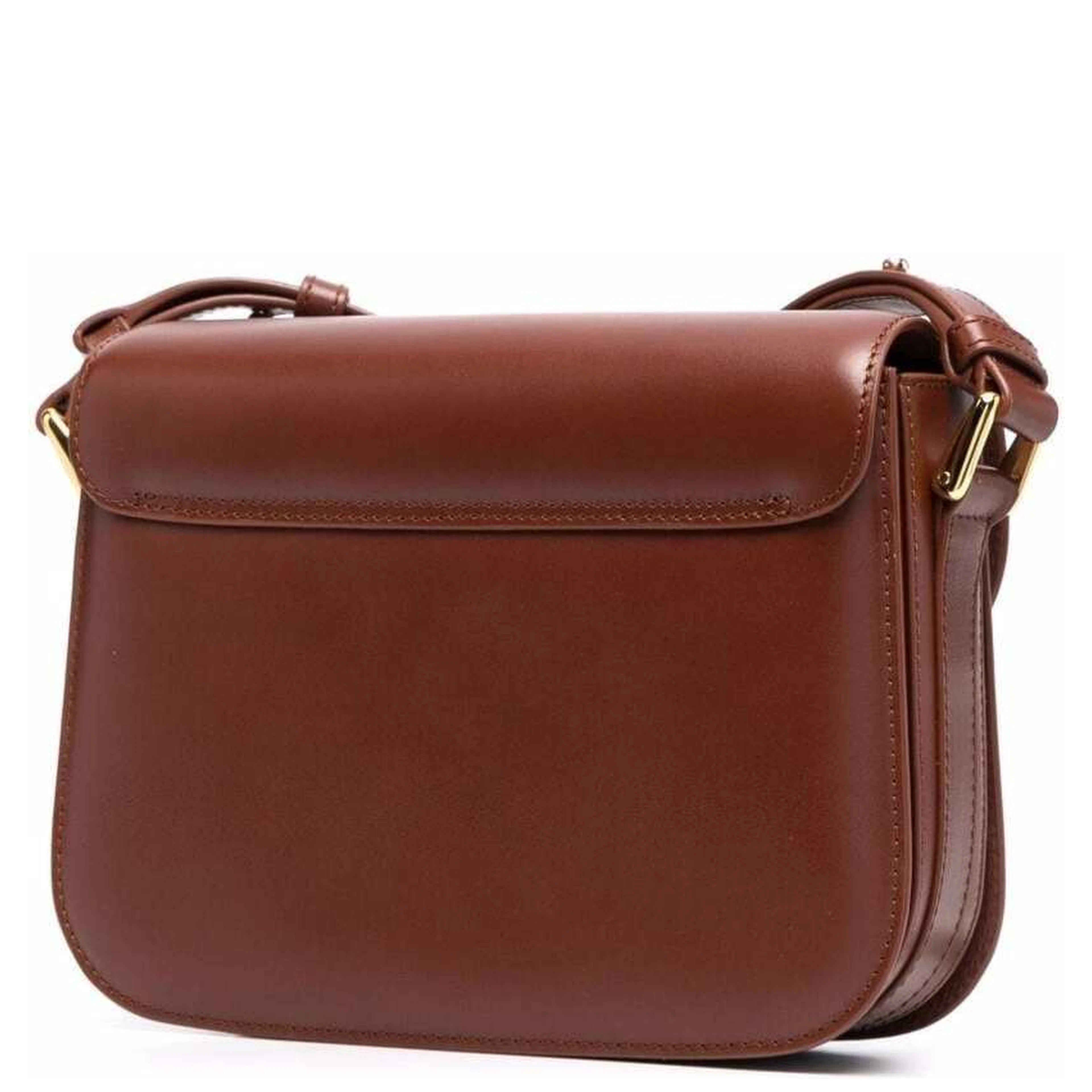 Grance Brown Small Crossbody Bag wirh Embossed Logo Lettering on the Front and Adjustable Shoulder Strap in Leather Woman