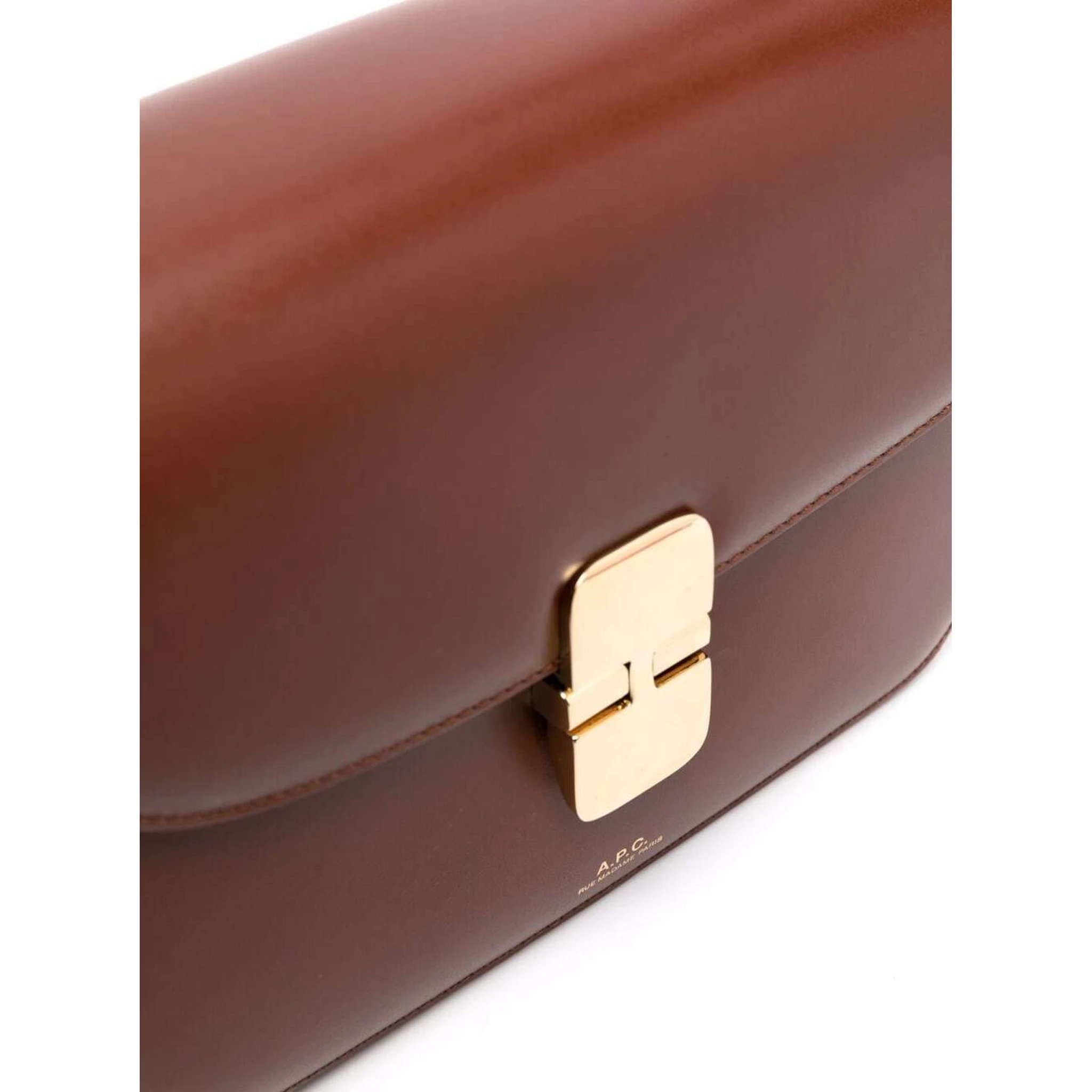 Grance Brown Small Crossbody Bag wirh Embossed Logo Lettering on the Front and Adjustable Shoulder Strap in Leather Woman