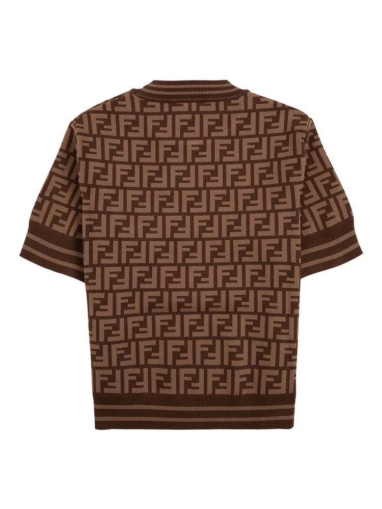 Allover Logo print in Brown Technical Fabric Girl Fendi Kids