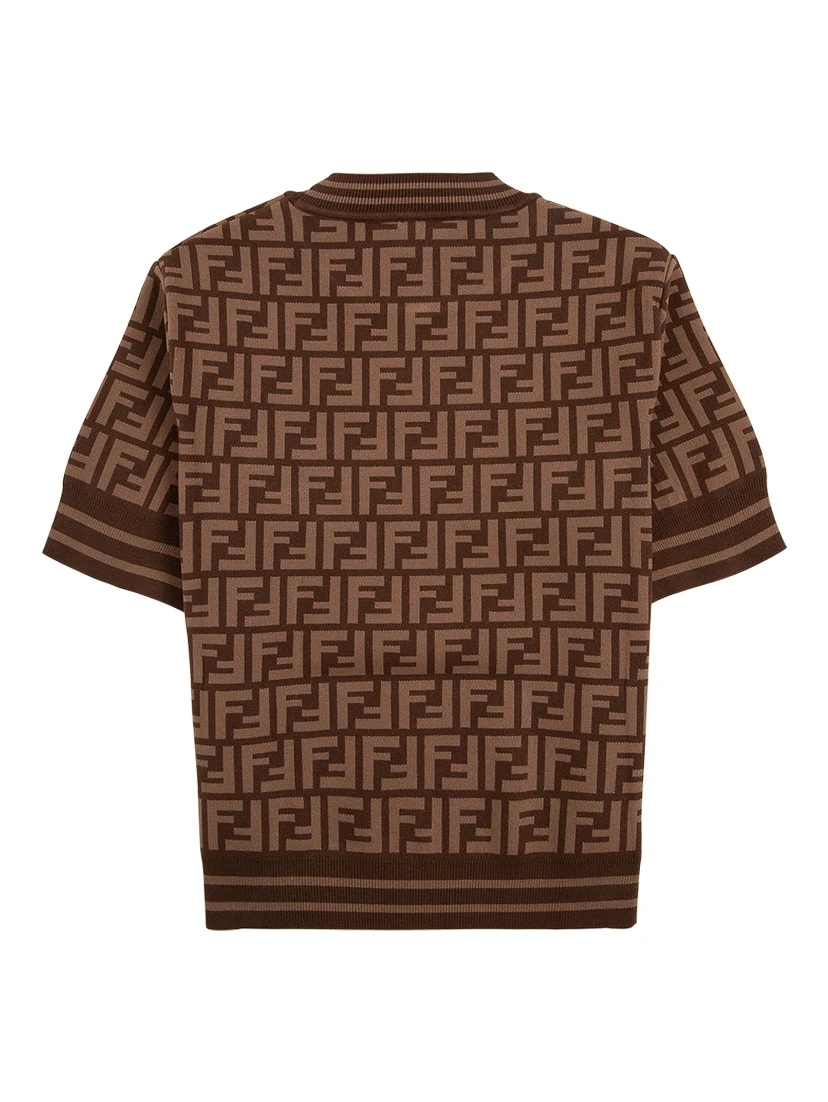Allover Logo print in Brown Technical Fabric Girl Fendi Kids