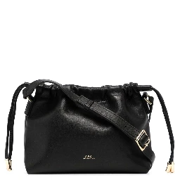 Ninon Black Crossbody Bag with Adjustable Shoulder Strap and Drawstring Closure in Ecoleather Woman