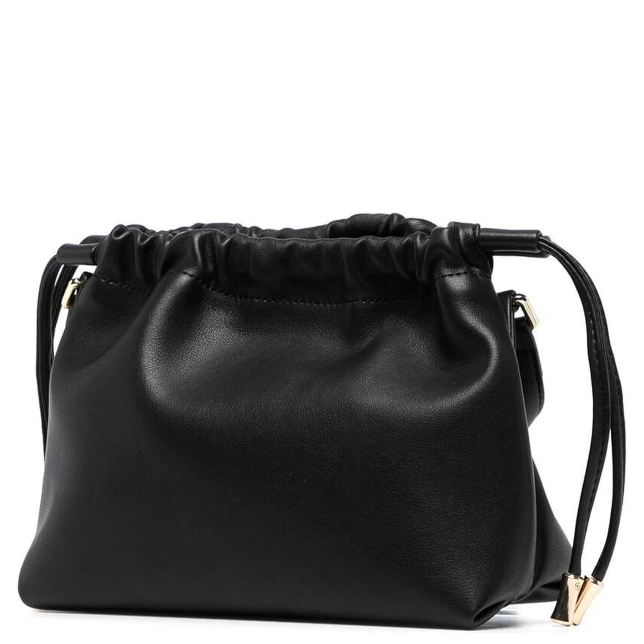 Ninon Black Crossbody Bag with Adjustable Shoulder Strap and Drawstring Closure in Ecoleather Woman