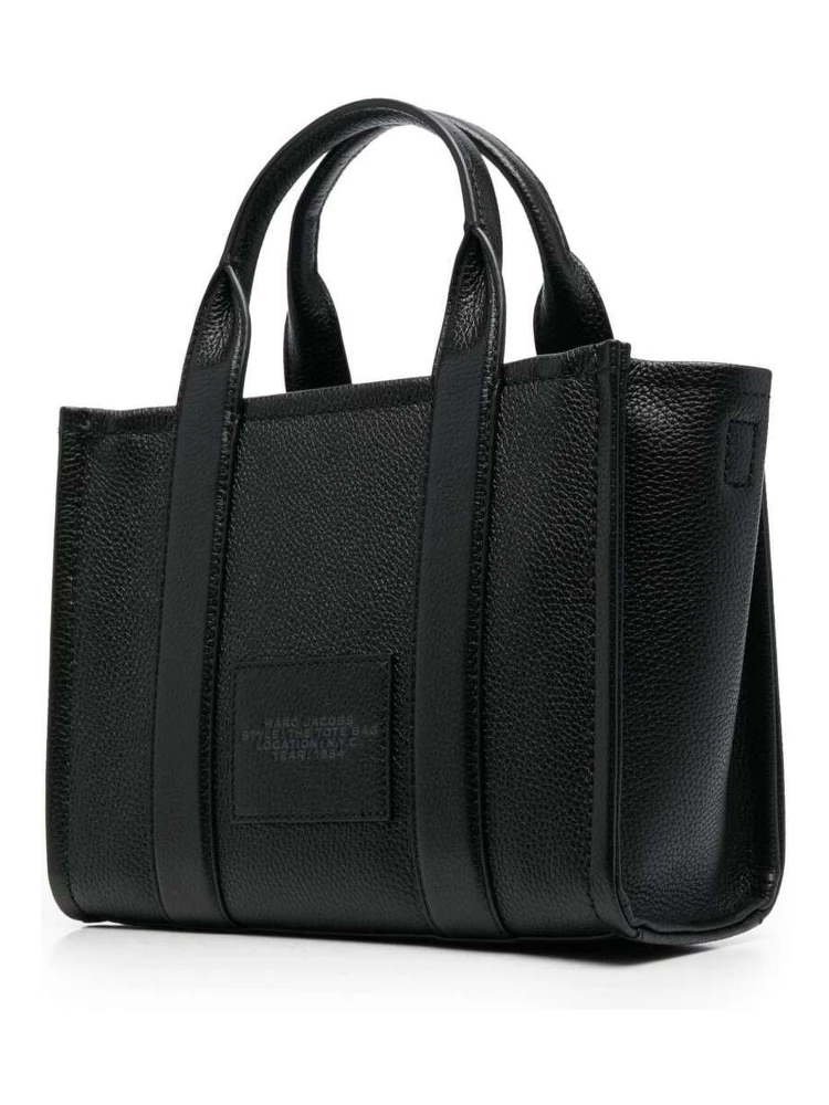 The Mini Tote Bag Black Shoulder Bag with Logo in Grainy Leather Woman alternative