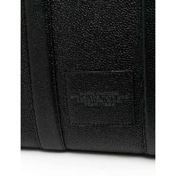 The Mini Tote Bag Black Shoulder Bag with Logo in Grainy Leather Woman