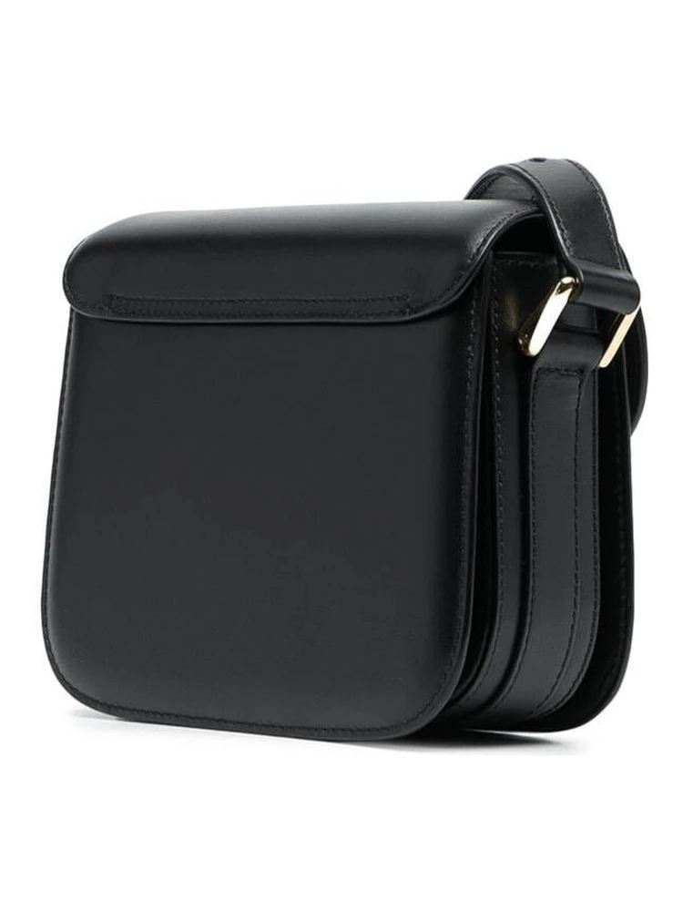 Grace Black Mini Crossbody Bag with Adjustable Shoulder Strap and Embossed Logo Lettering on the Front in Leather Woman alternative