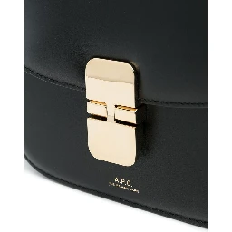 Grace Black Mini Crossbody Bag with Adjustable Shoulder Strap and Embossed Logo Lettering on the Front in Leather Woman