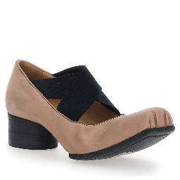 Pink Ballet Flats with Square Toe and Medium Heel in Suede Woman