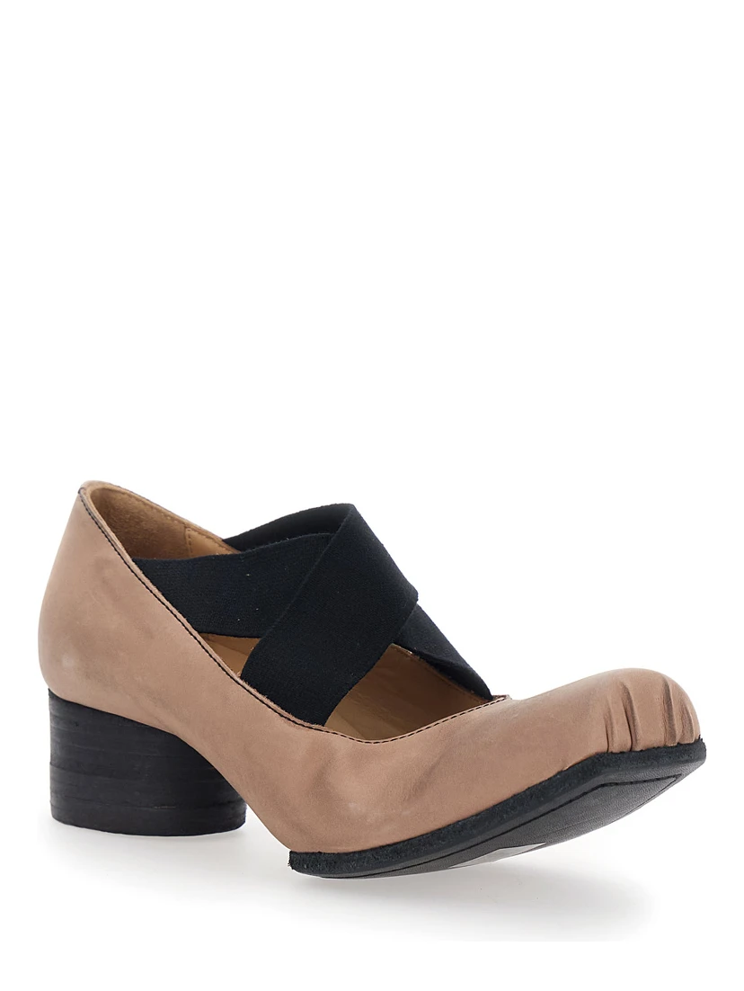 Pink Ballet Flats with Square Toe and Medium Heel in Suede Woman