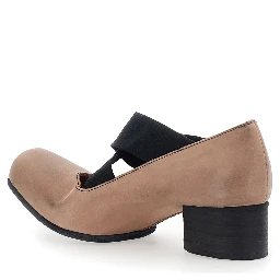 Pink Ballet Flats with Square Toe and Medium Heel in Suede Woman