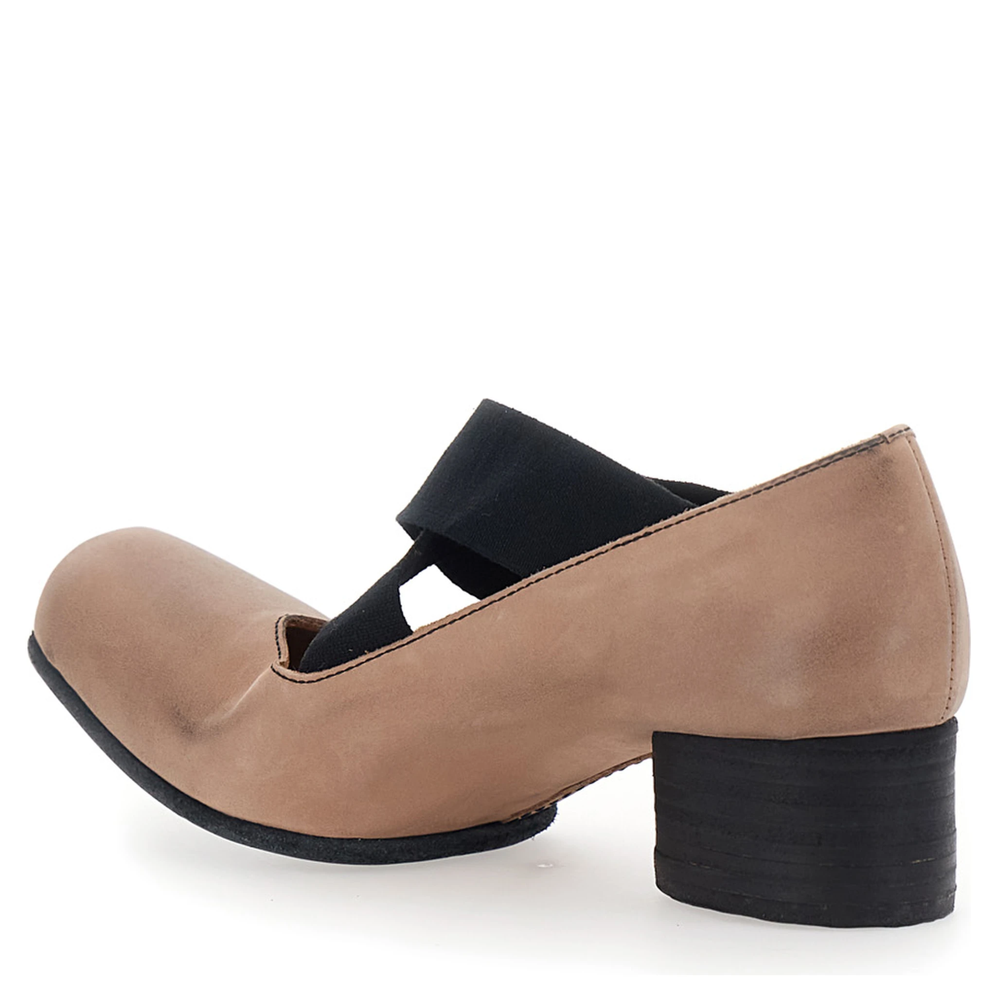Pink Ballet Flats with Square Toe and Medium Heel in Suede Woman
