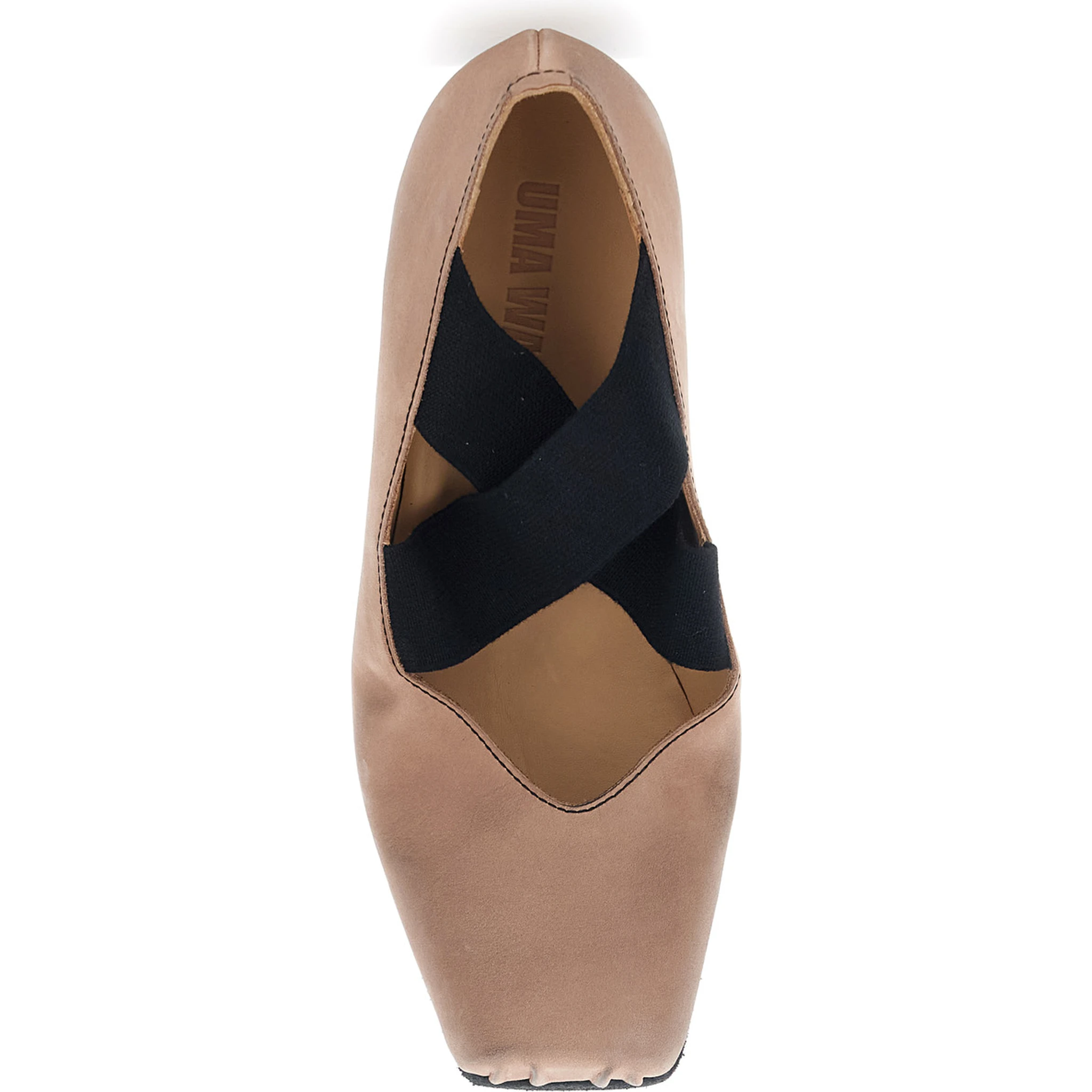 Pink Ballet Flats with Square Toe and Medium Heel in Suede Woman