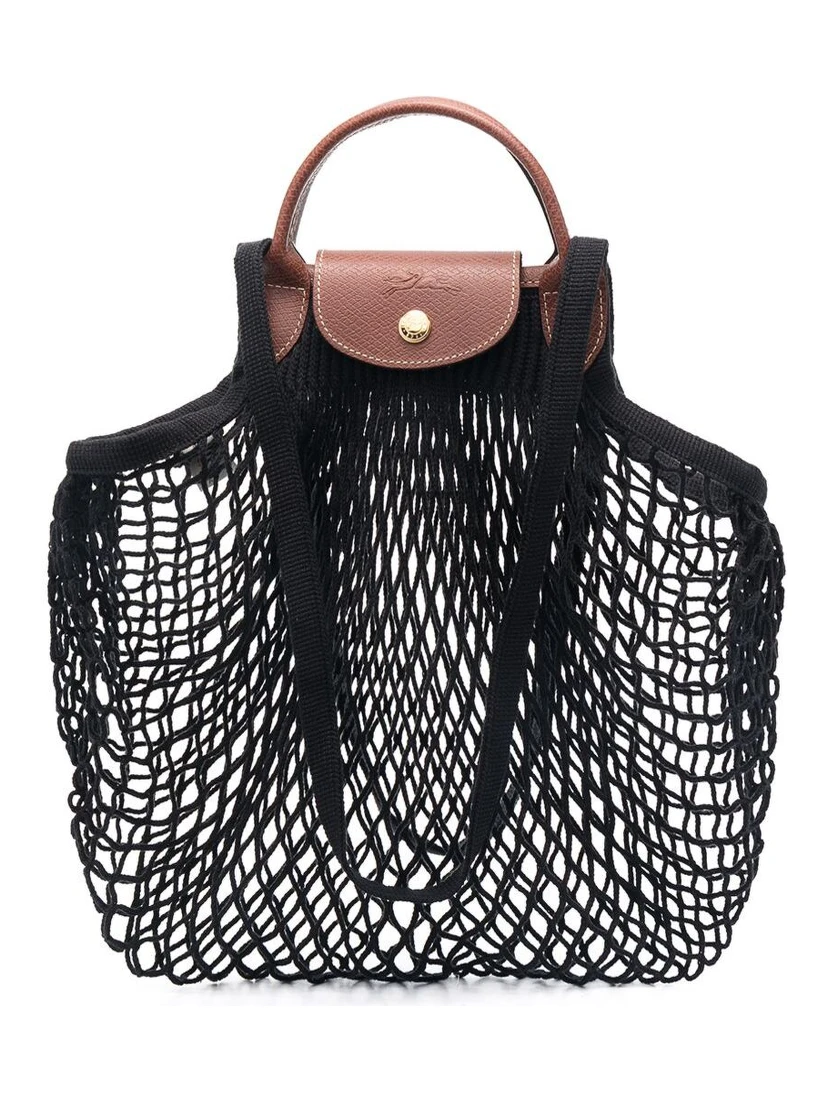 Le Pliage Filet Black Handbag with Engraved Logo in Mesh Woman