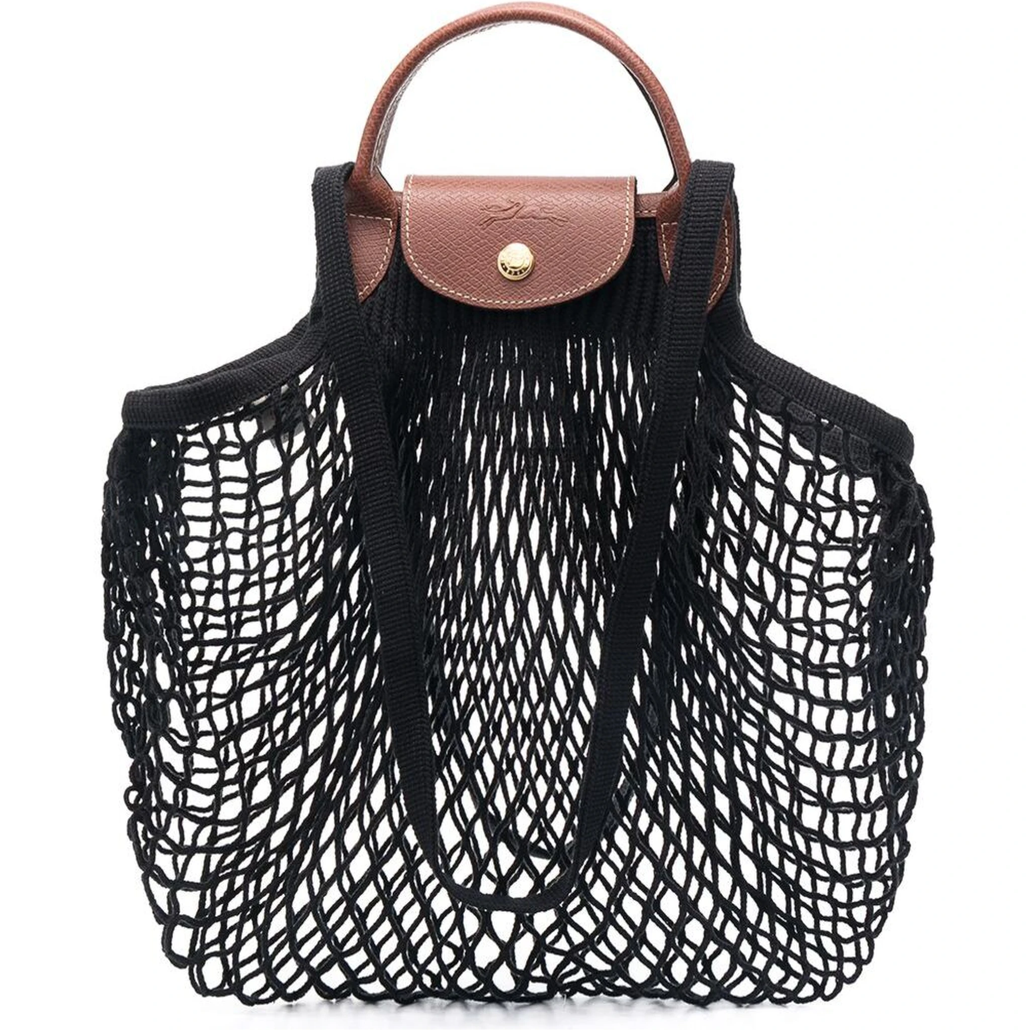 Le Pliage Filet Black Handbag with Engraved Logo in Mesh Woman