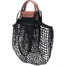 Le Pliage Filet Black Handbag with Engraved Logo in Mesh Woman