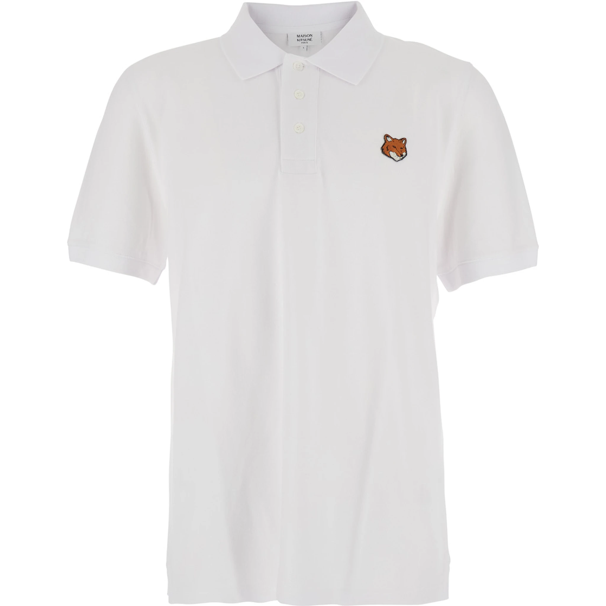 White Polo Shirt with Classic Collar and Logo Embroidery on the Front in Cotton Man