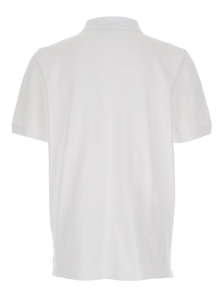 White Polo Shirt with Classic Collar and Logo Embroidery on the Front in Cotton Man alternative