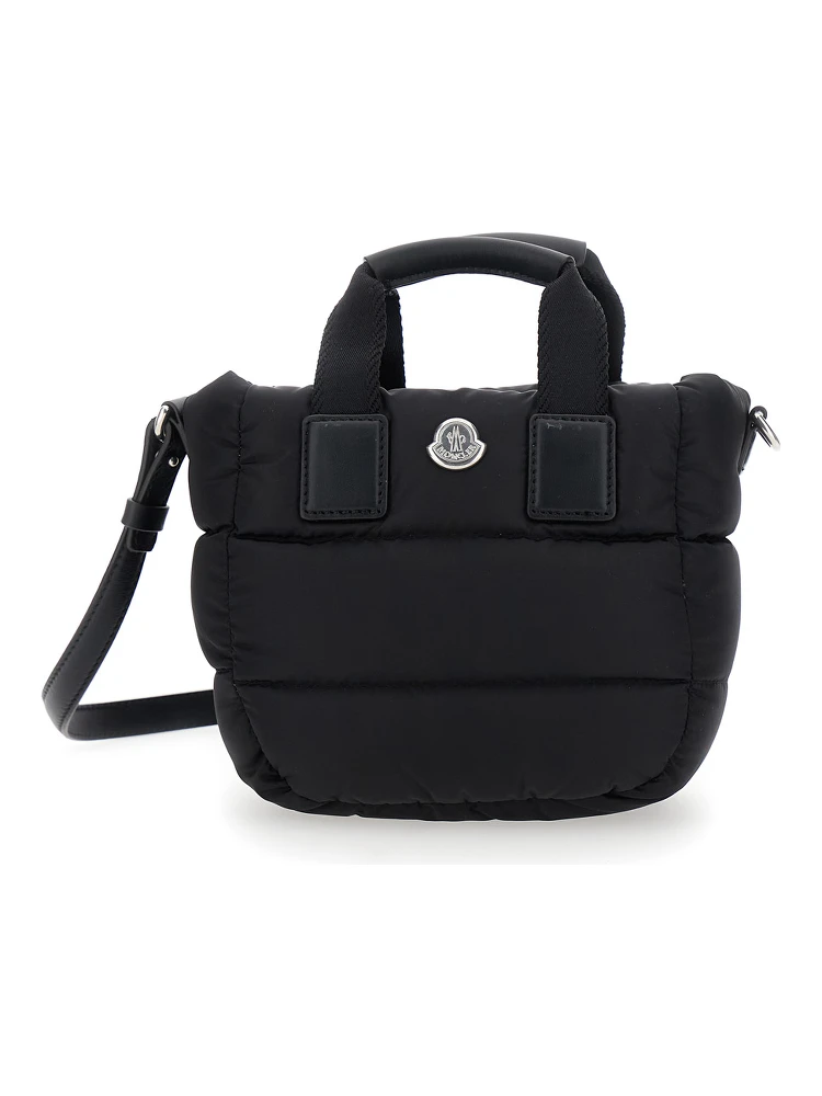 Karadoc Black Micro Handbag with Adjustable and Removable Shoulder Strap and Logo Patch on the Front in Tech Fabric Woman
