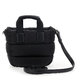 Karadoc Black Micro Handbag with Adjustable and Removable Shoulder Strap and Logo Patch on the Front in Tech Fabric Woman