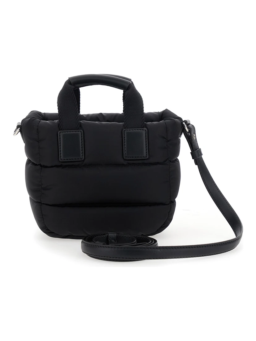 Karadoc Black Micro Handbag with Adjustable and Removable Shoulder Strap and Logo Patch on the Front in Tech Fabric Woman