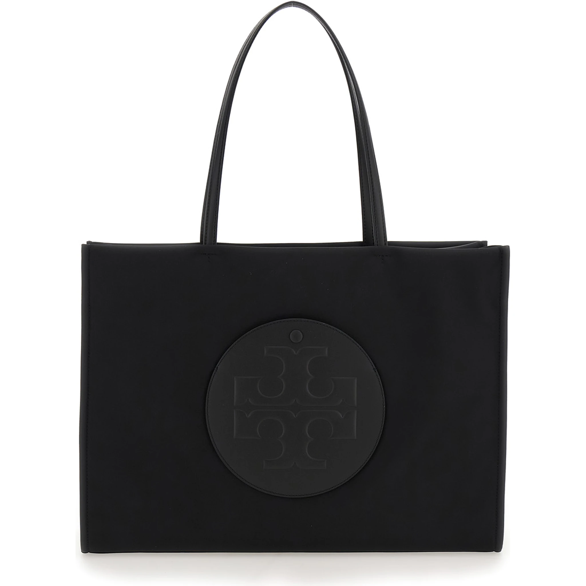 Ella Black Large Tote Bag with Tonal Logo Detail in Tech Fabric Woman