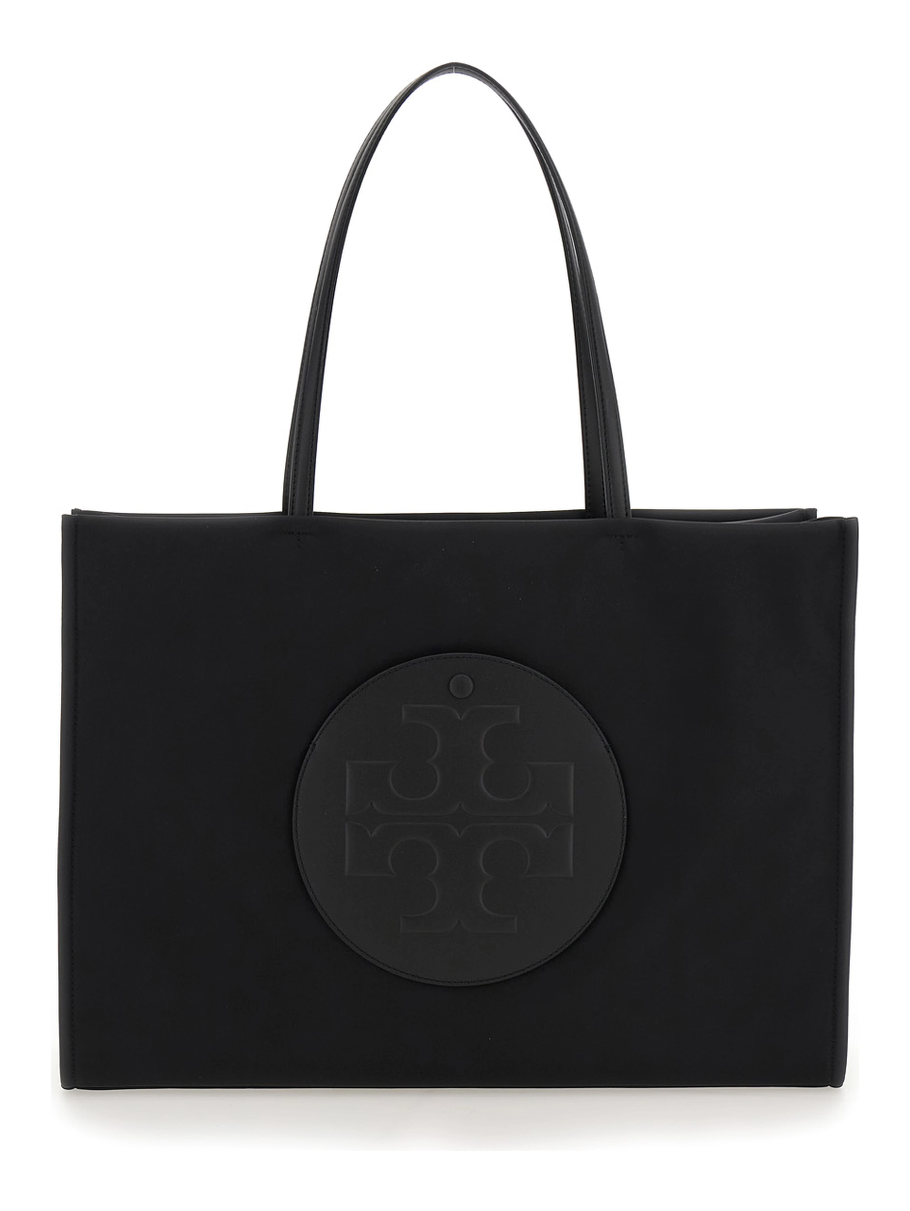 Ella Black Large Tote Bag with Tonal Logo Detail in Tech Fabric Woman