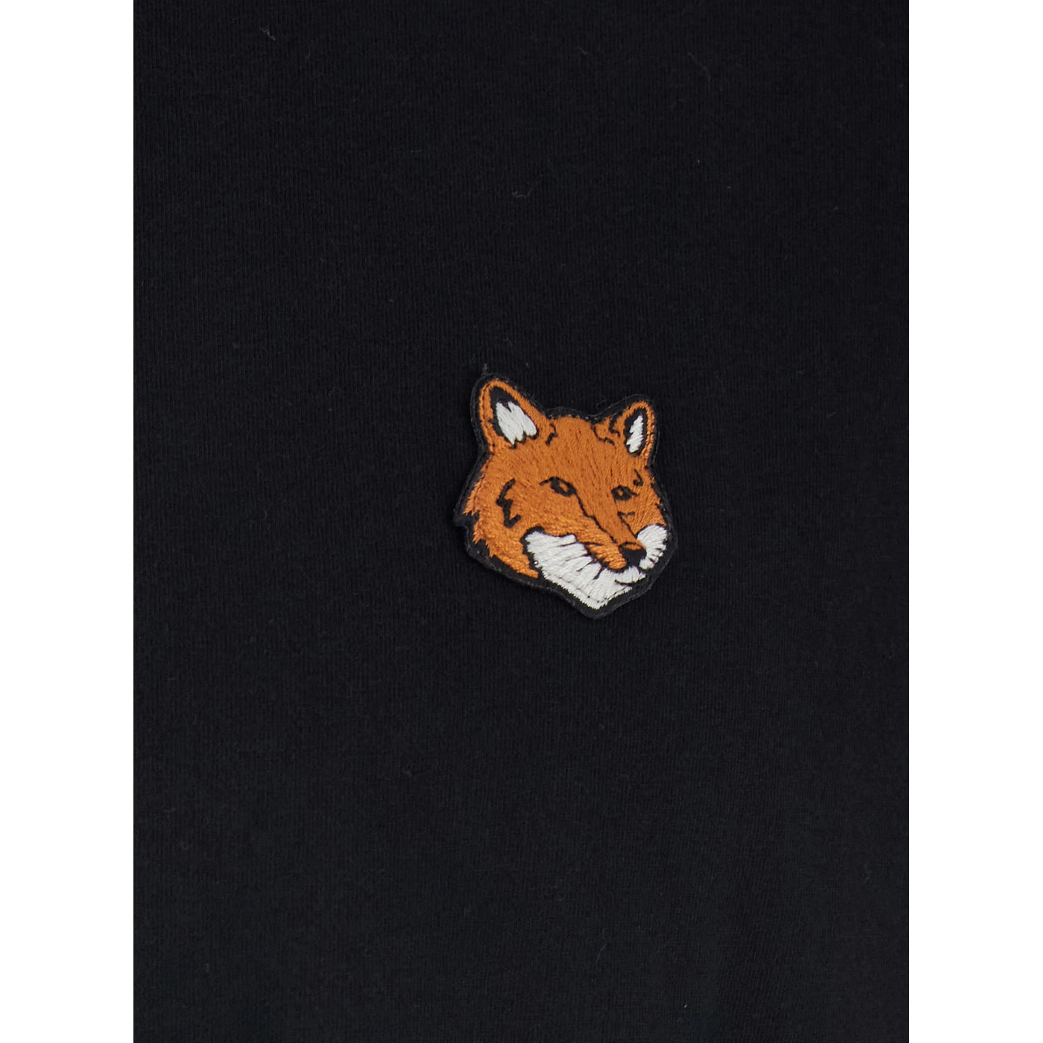 Black T-Shirt with Fox Head Patch in Cotton Man