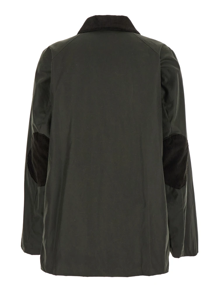 Green Jacket with Corduroy Collar and Rear English Vents in Cotton Woman alternative