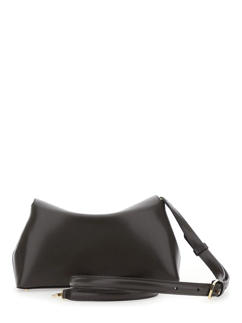 T-Lock Brown Handbag with Adjustable and Removable Shoulder Strap and Turn-Lock Closure in Leather Woman