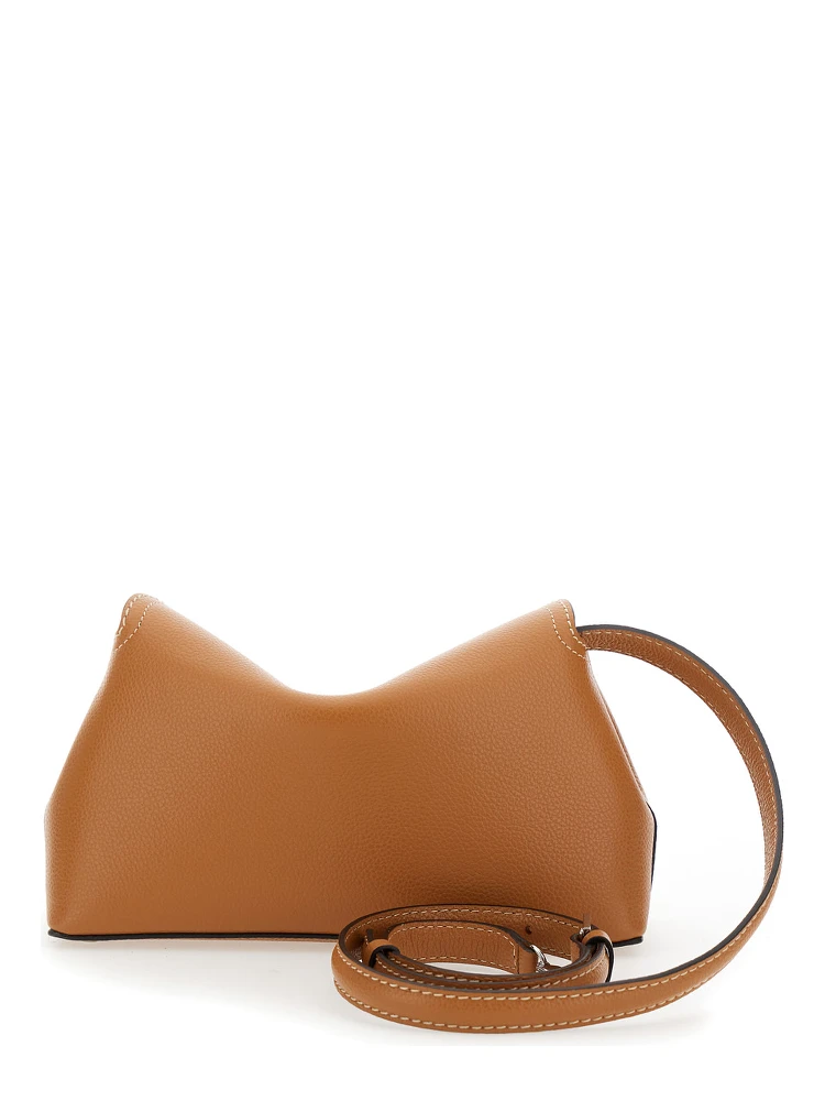 T-Lock Brown Crossbody Bag with Twist Lock Closure in Hammered Leather Woman alternative