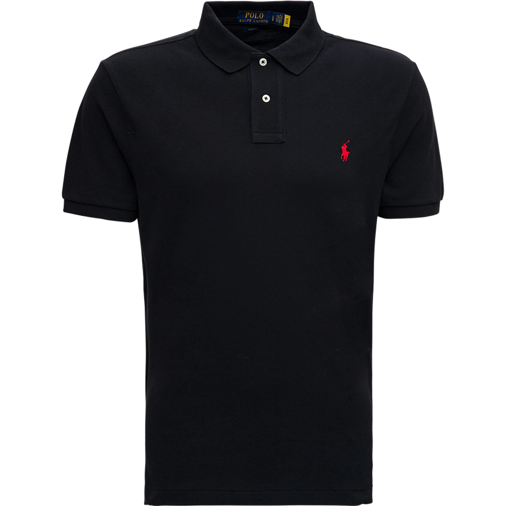 "Custom Slim Fit" Black Polo Shirt with Classic Collar and Pony Embroidery on the Front in Cotton Man