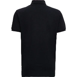 "Custom Slim Fit" Black Polo Shirt with Classic Collar and Pony Embroidery on the Front in Cotton Man