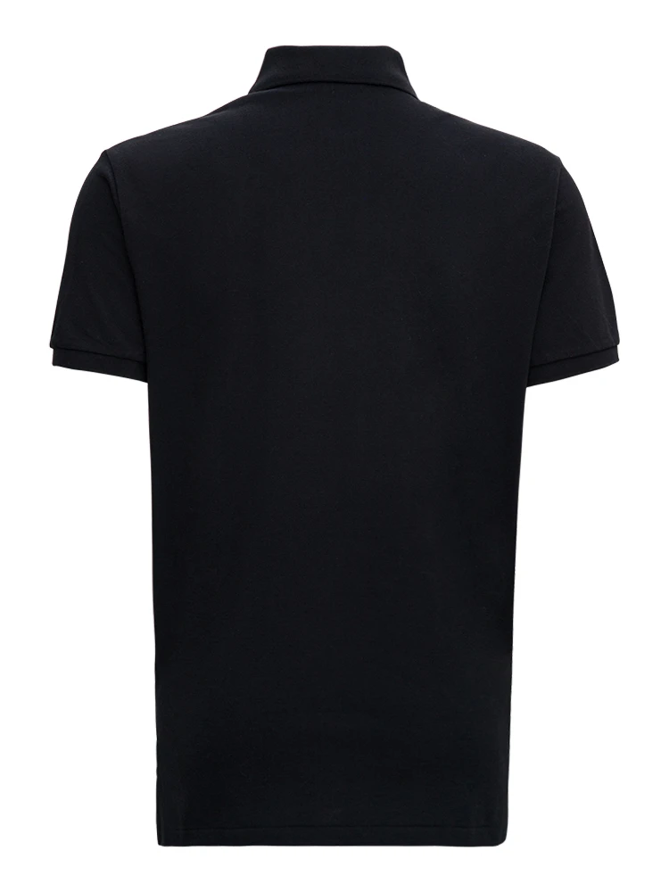 "Custom Slim Fit" Black Polo Shirt with Classic Collar and Pony Embroidery on the Front in Cotton Man alternative