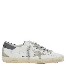 Superstar White Vintage Low Top Sneakers with Grey Heel Tab in Leather Man