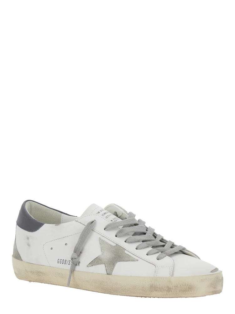 Superstar White Vintage Low Top Sneakers with Grey Heel Tab in Leather Man alternative