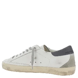 Superstar White Vintage Low Top Sneakers with Grey Heel Tab in Leather Man
