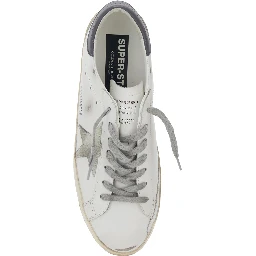 Superstar White Vintage Low Top Sneakers with Grey Heel Tab in Leather Man